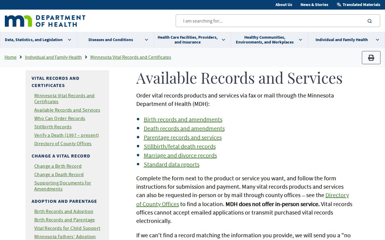 Dakota County residents directory Minnesota vital records application route