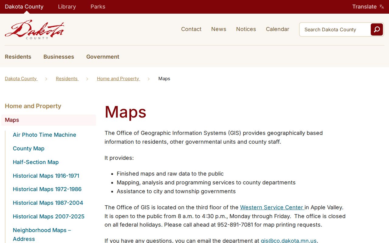 Dakota County ZIP code directory county ZIP map